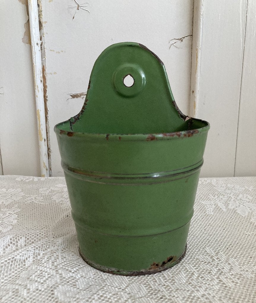 Brocante emaille borstelbakje - zeepbakje - ophangbakje, Ophalen
