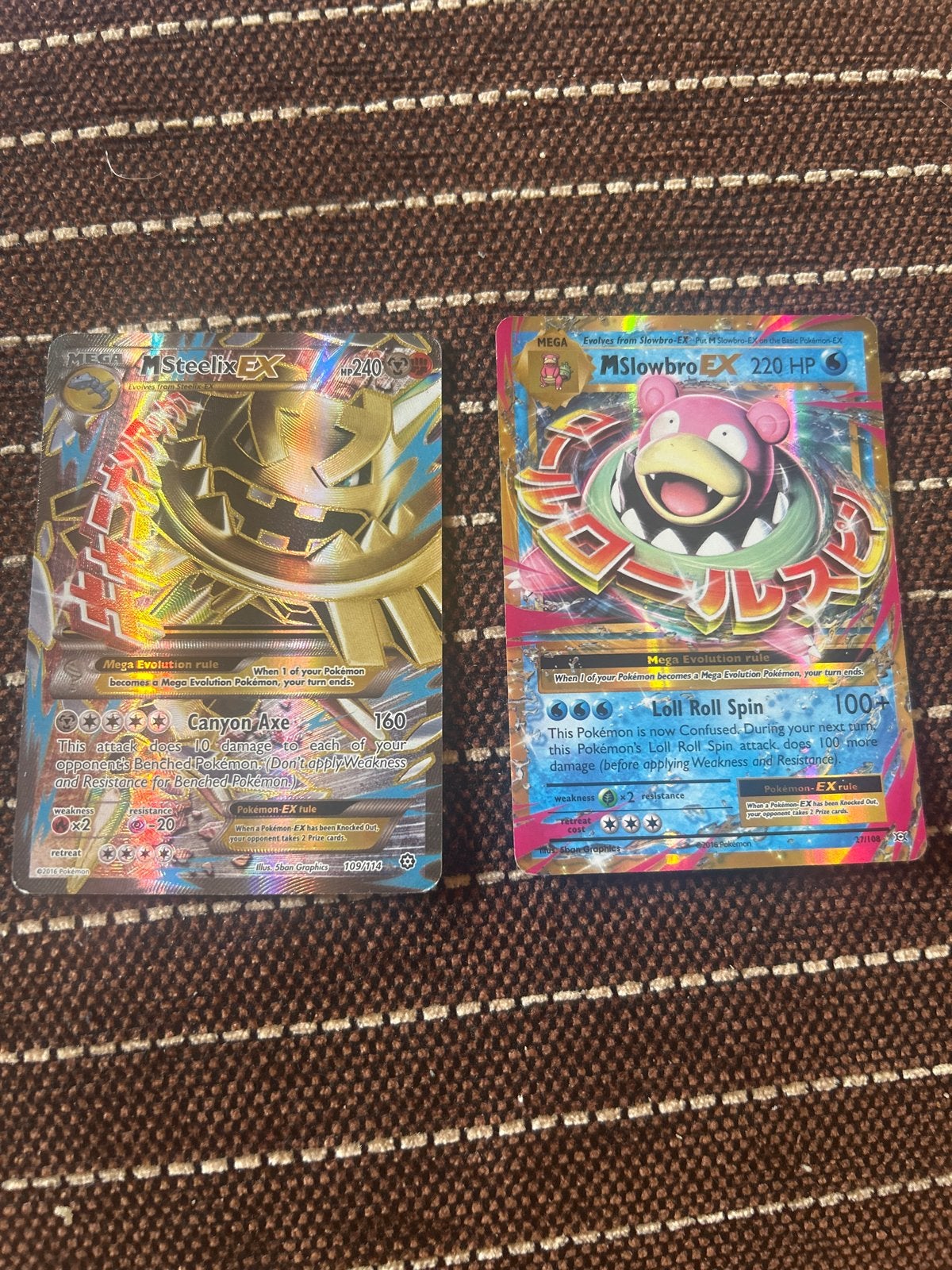 Pokémon kaarten: Mega Steelix EX & Mega Slowbro EX, Ophalen of Verzenden, Gebruikt, Meerdere kaarten, Foil