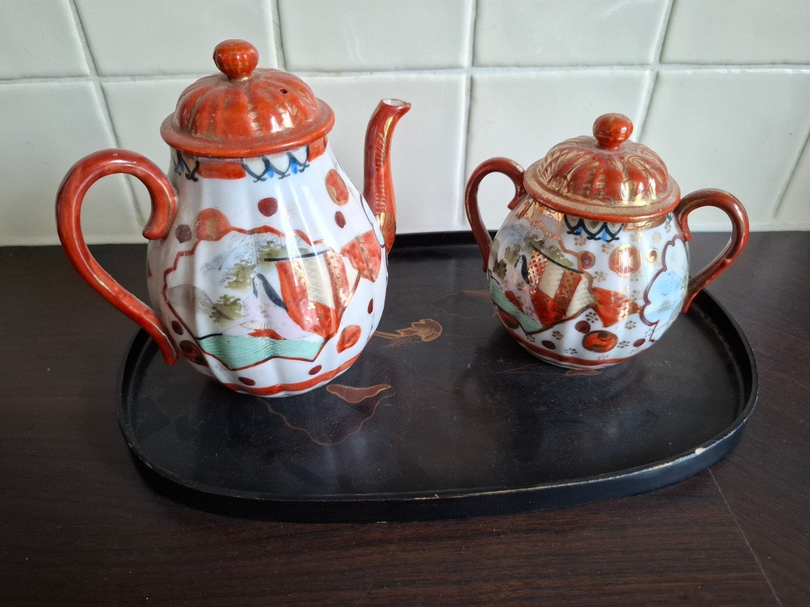 Kutani-porseleinen theepot en suikerpot, Ophalen of Verzenden