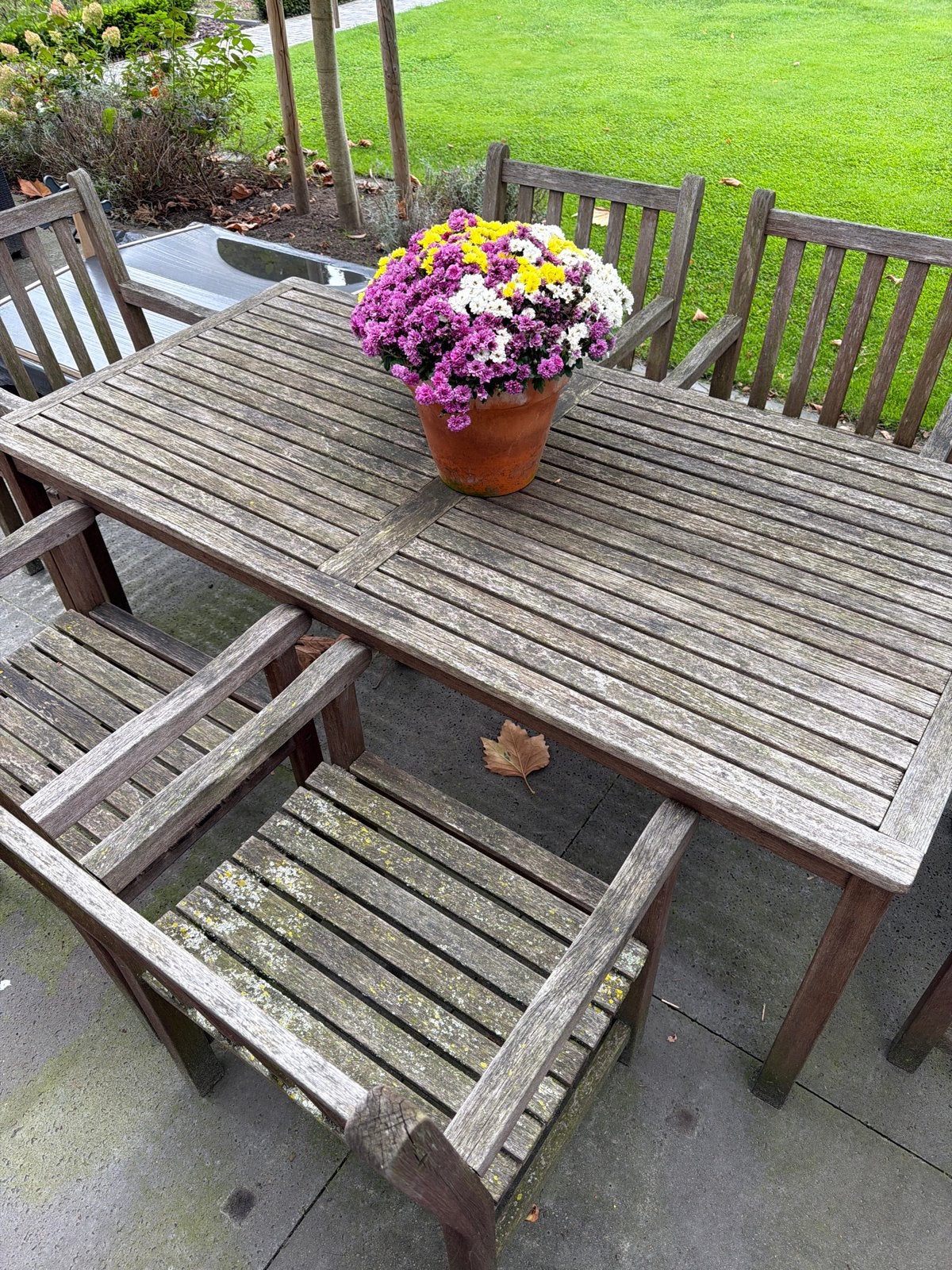 Gebruikte Teak Tuinset - Tafel 90x180, Tuin en Terras, Ophalen, Gebruikt, Eettafel, Teakhout
