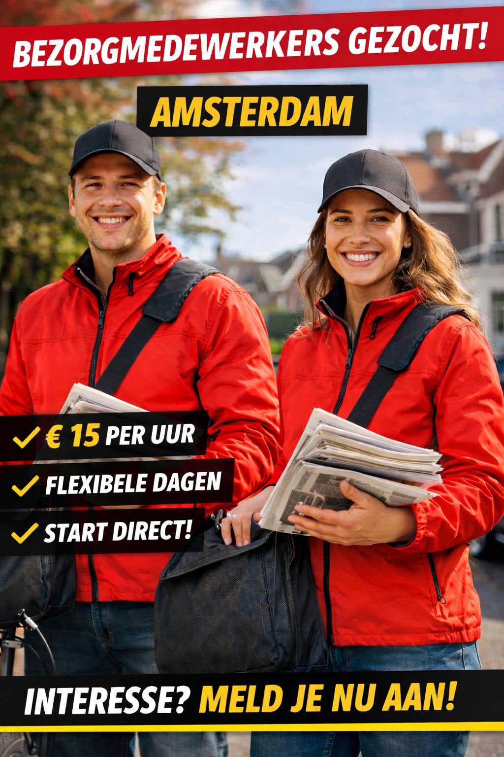 Bezorgers gezocht – Amsterdam (€15,- bruto per uur), Overige uren, Overige niveaus, Starter, Overige vormen