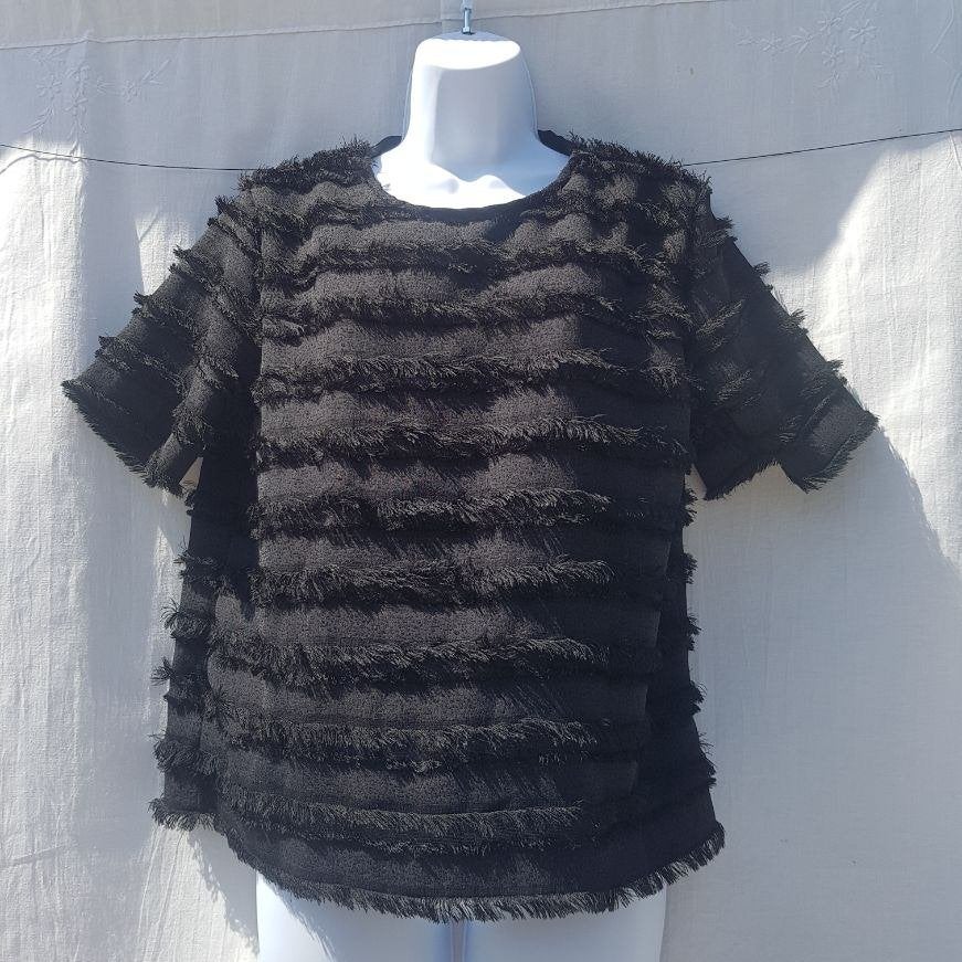 Prachtig blousje met roesjes. Mt xs. merk Zara Basic, ., Zwart, Ophalen of Verzenden, Zo goed als nieuw