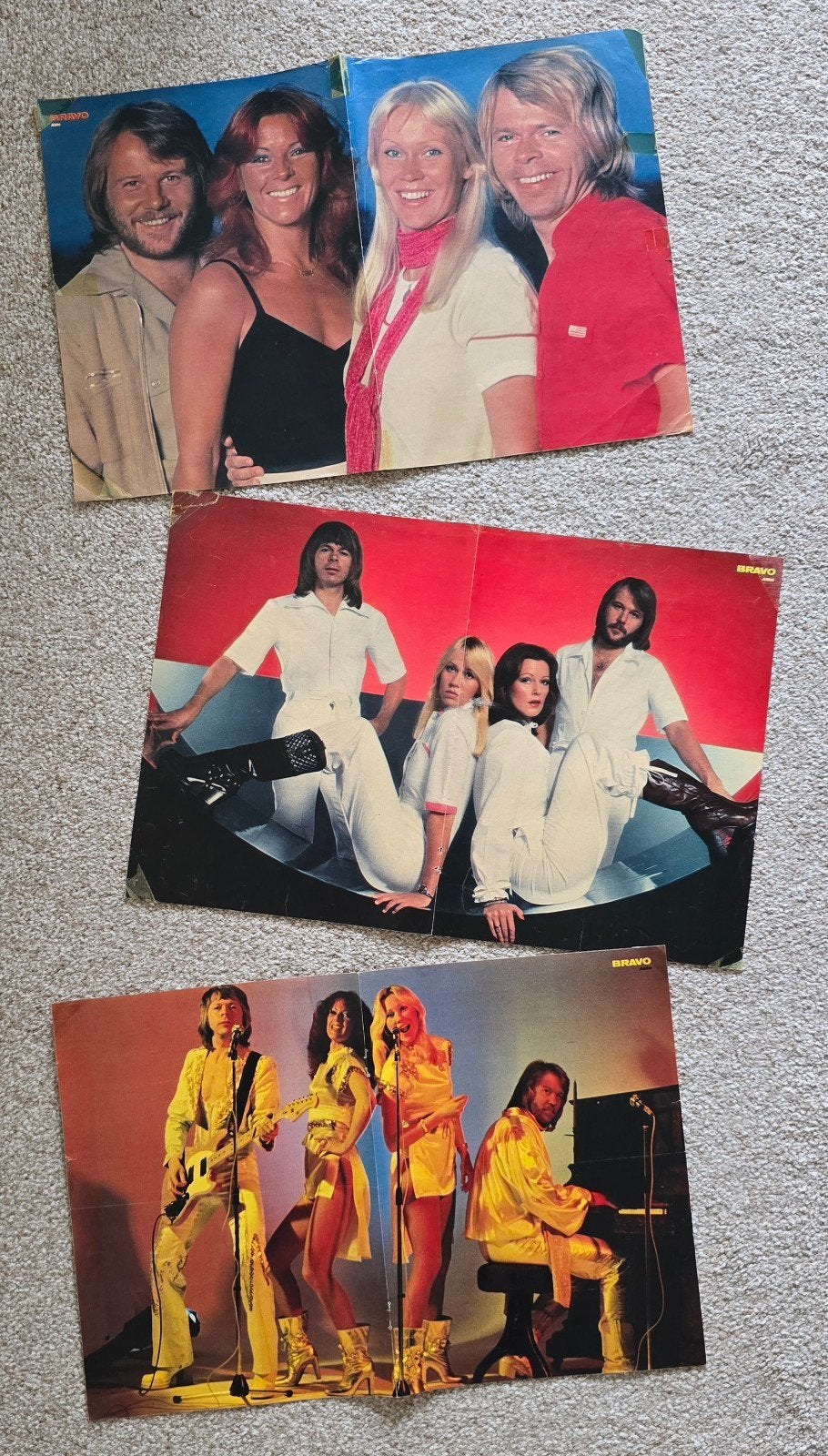 3 vintage ABBA posters, Verzamelen, Muziek, Artiesten en Beroemdheden, Ophalen of Verzenden, Gebruikt, Poster, Artwork of Schilderij