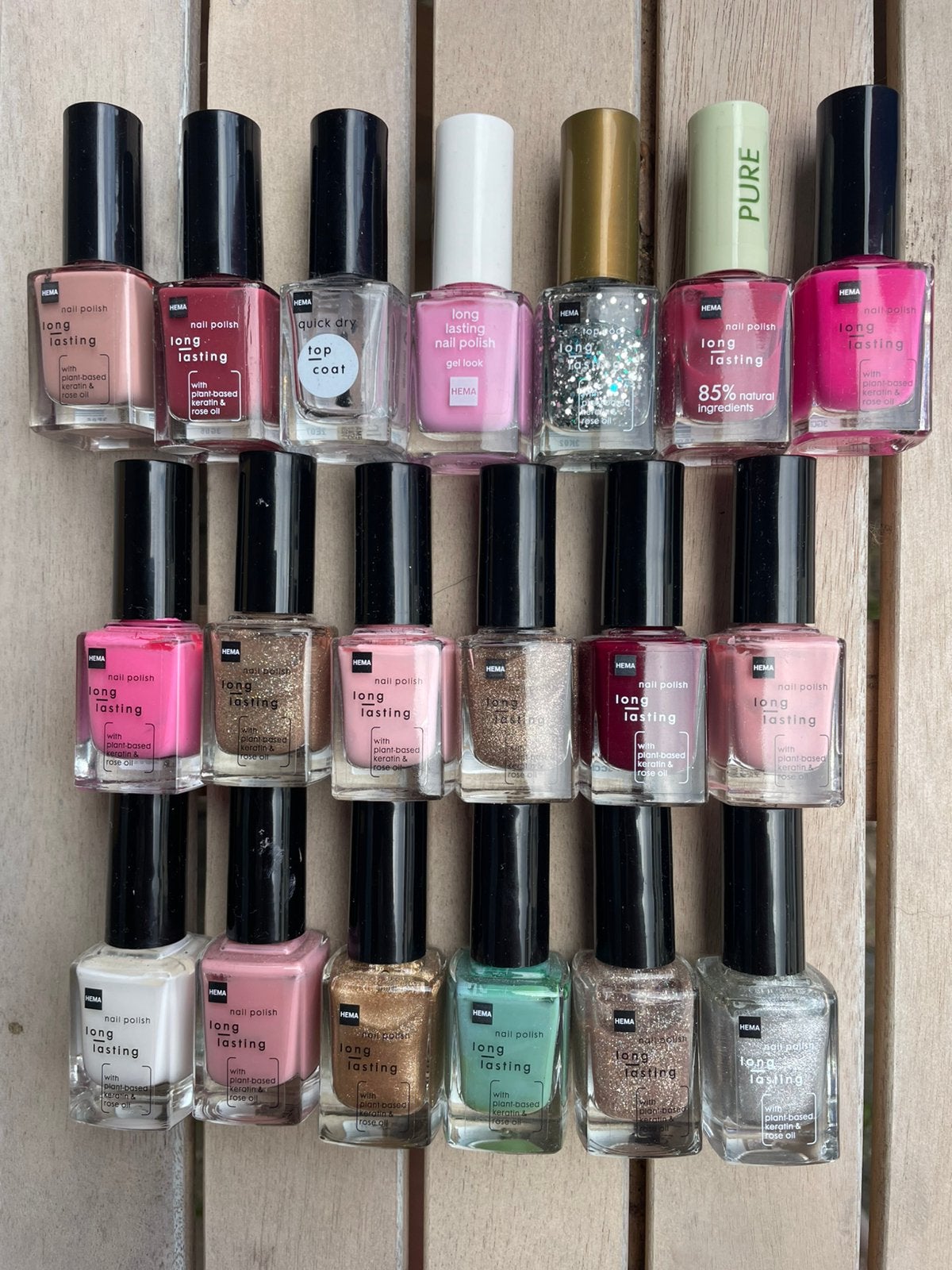 HEMA nagellak 19 potjes!, Ophalen of Verzenden, Zo goed als nieuw, Overige kleuren, Handen en Nagels