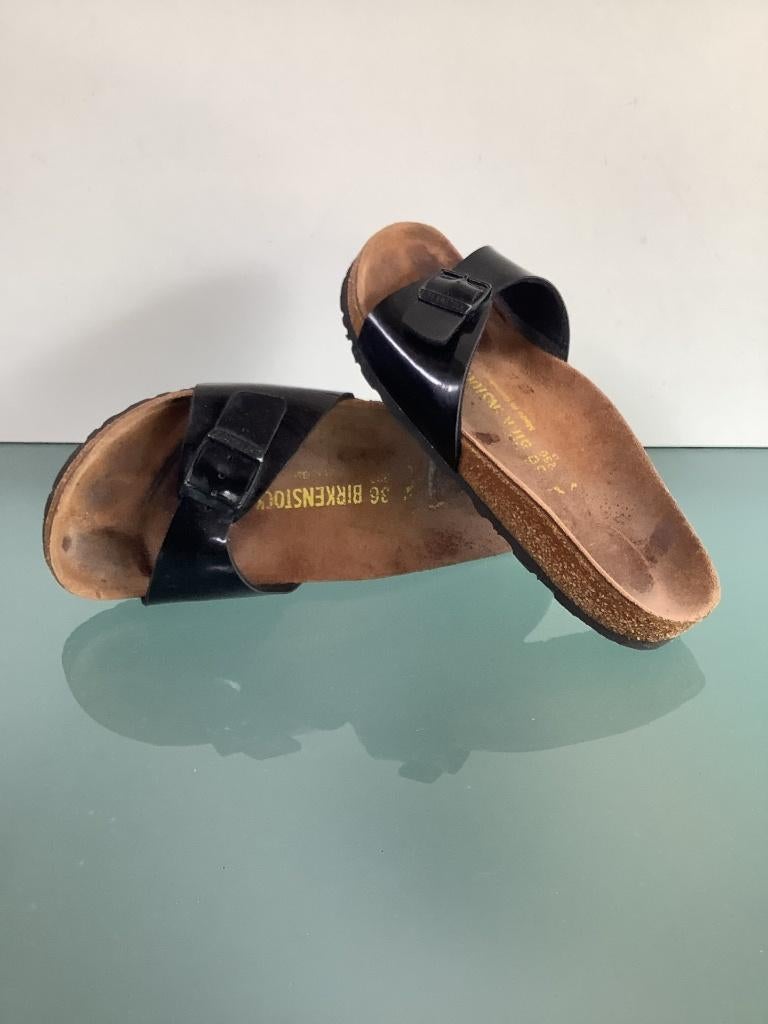 Birkenstock 36 | Madrid zwart | Gratis verzenden, Slippers, Verzenden, Zwart, Zo goed als nieuw