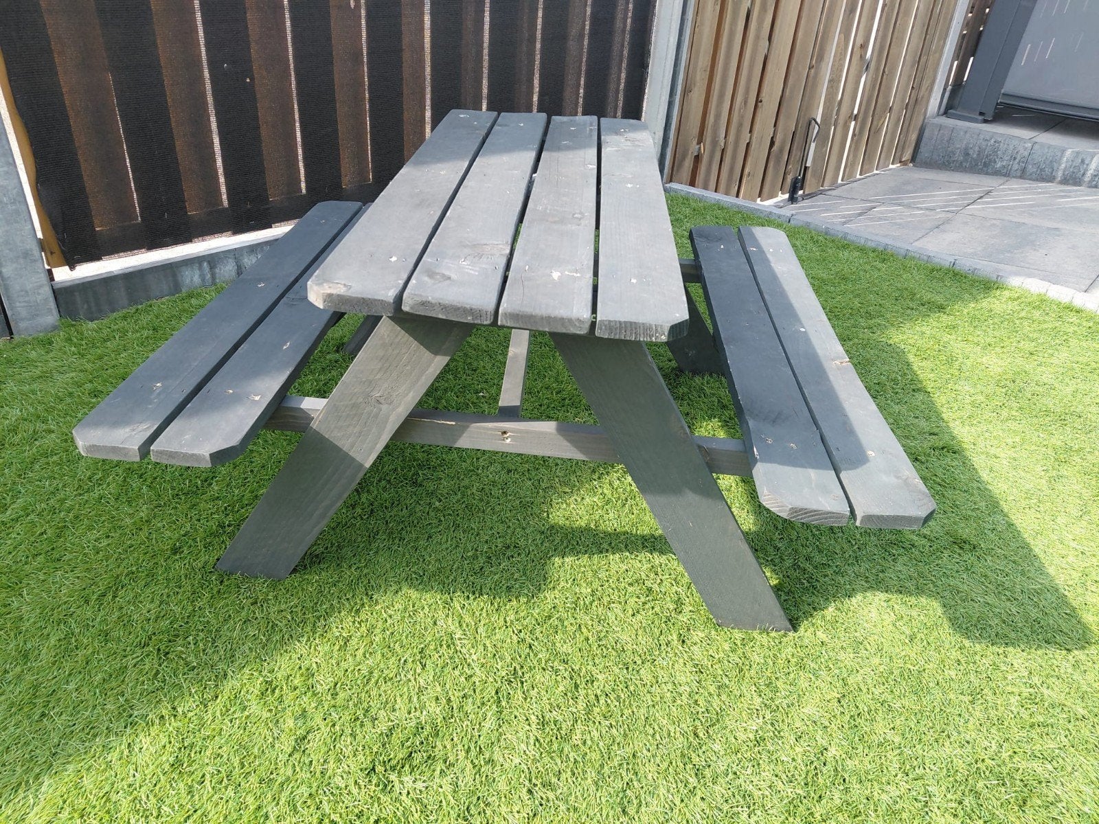Houten kinder picknicktafel antraciet (nieuw), Nieuw, Rechthoekig, Hout, Ophalen