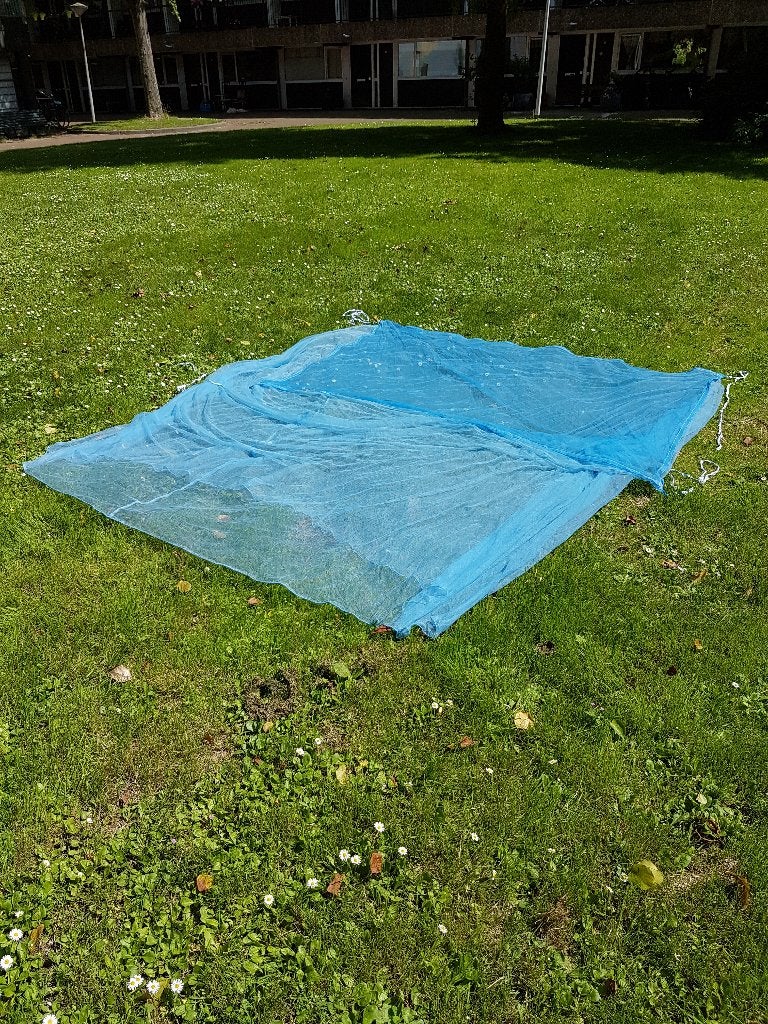 Vierhoekige klamboe blauw voor 1 persoon, Ophalen of Verzenden, Gebruikt