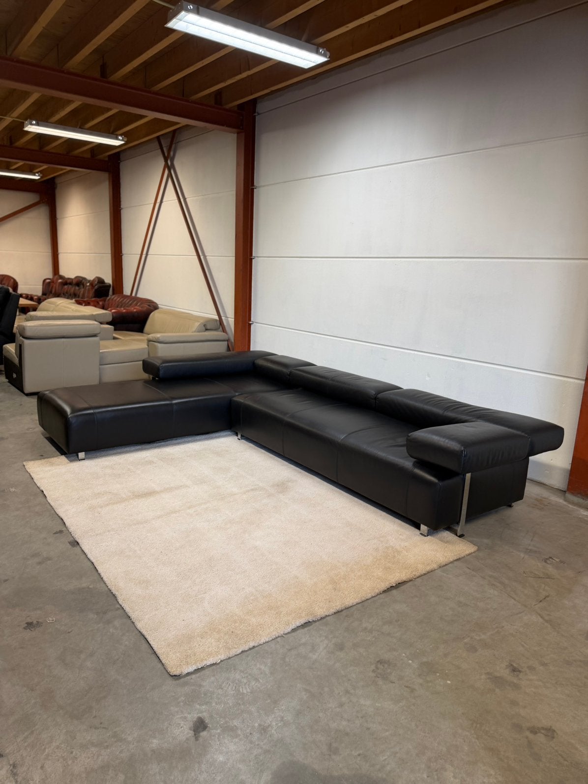 De Sede FSM design zwart leren hoekbank leer bank Z.G.A.N., 2871SK, 125 cm of meer, Verzenden, Mariansoliak8@gmail.com