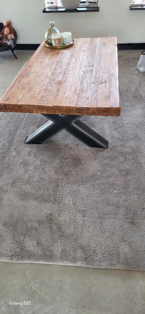 Salontafel eiken met x poot, Huis en Inrichting, Ophalen, 100 tot 150 cm, 50 tot 75 cm, Eikenhout