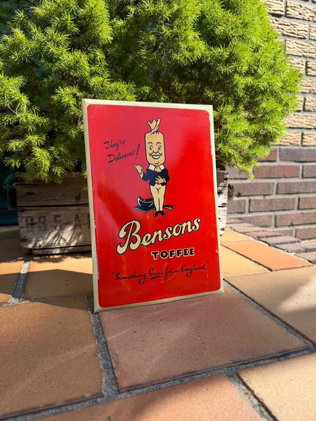 Oud blikken reclamebord bensons toffees geen emaille reclame, Ophalen of Verzenden, Zo goed als nieuw, Reclamebord