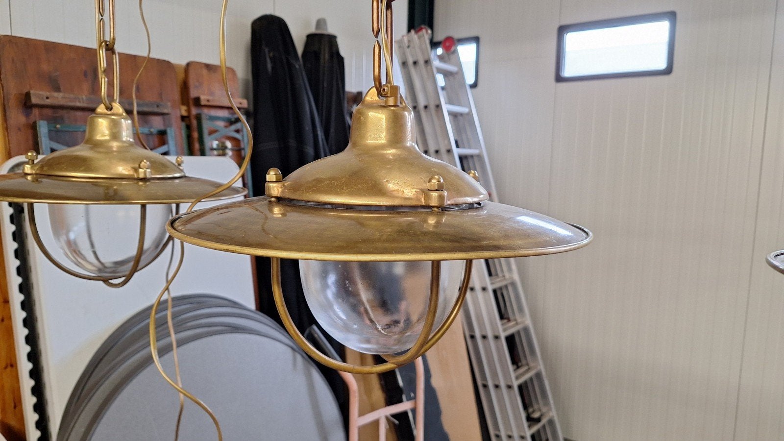5 Messing Scheepslampen - Hanglampen Maritieme Stijl, Ophalen, Gebruikt, E27 (groot)