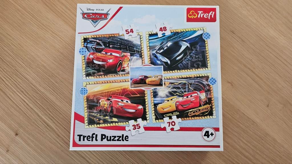 Set van 4 Disney Pixar Cars puzzels - Trefl, Kinderen en Baby's, Ophalen of Verzenden, Meer dan 50 stukjes, Zo goed als nieuw