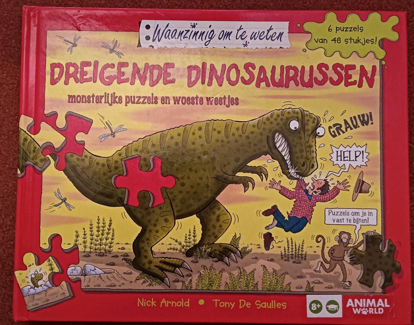 Dinosaurussen Puzzelboek - Dreigende Dinosaurussen, Ophalen of Verzenden, 10 tot 50 stukjes, Zo goed als nieuw, 4 tot 6 jaar
