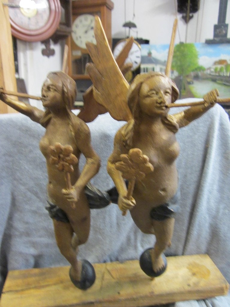 Grote houten poppen voor een Friese klok, Ophalen of Verzenden