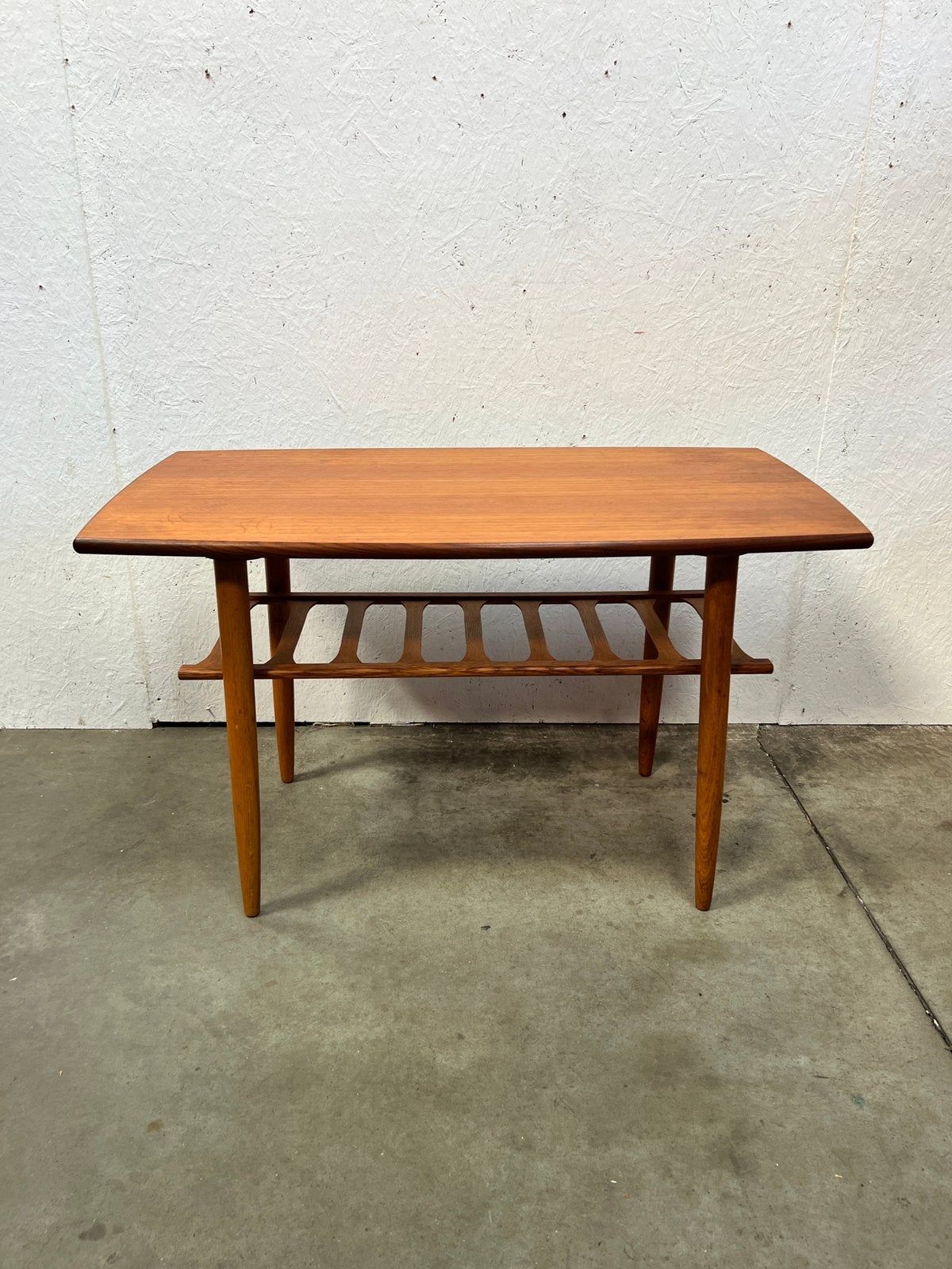 Vintage teakhouten salontafel met rek, Zweden 1950’s, Ophalen, 50 – 75, Gebruikt, 100 tot 150 cm