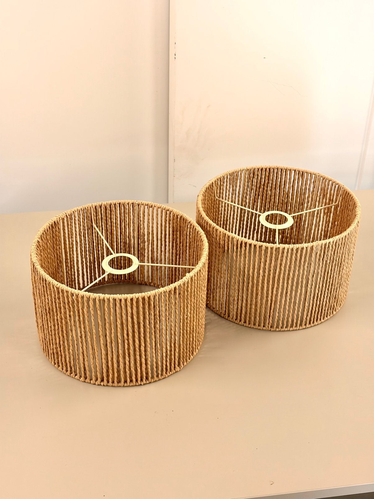 Lampenkappen 2st, Ophalen, Beige, Rond, Nieuw