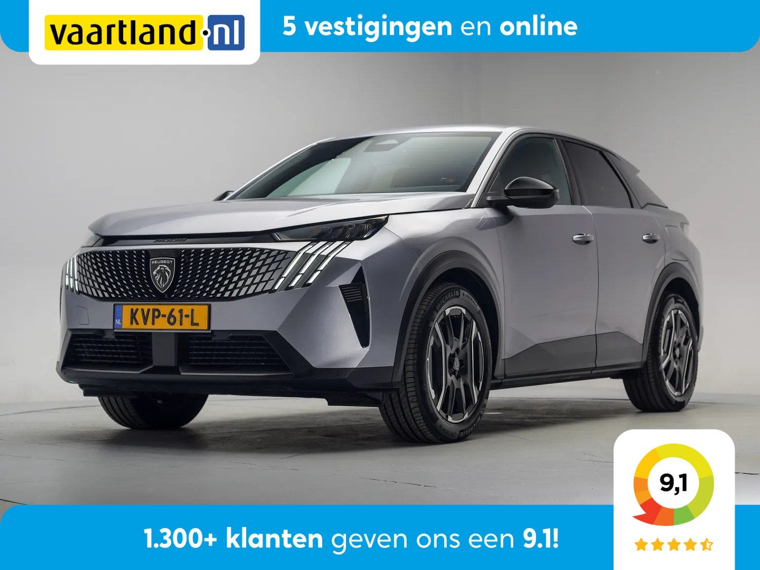 Peugeot E-3008 Allure 73 kWh 3-Fase [ SOH 97% ] [ Navi Keyle, Auto's, 0 cilinders, 213 pk, Leder, SUV of Terreinwagen