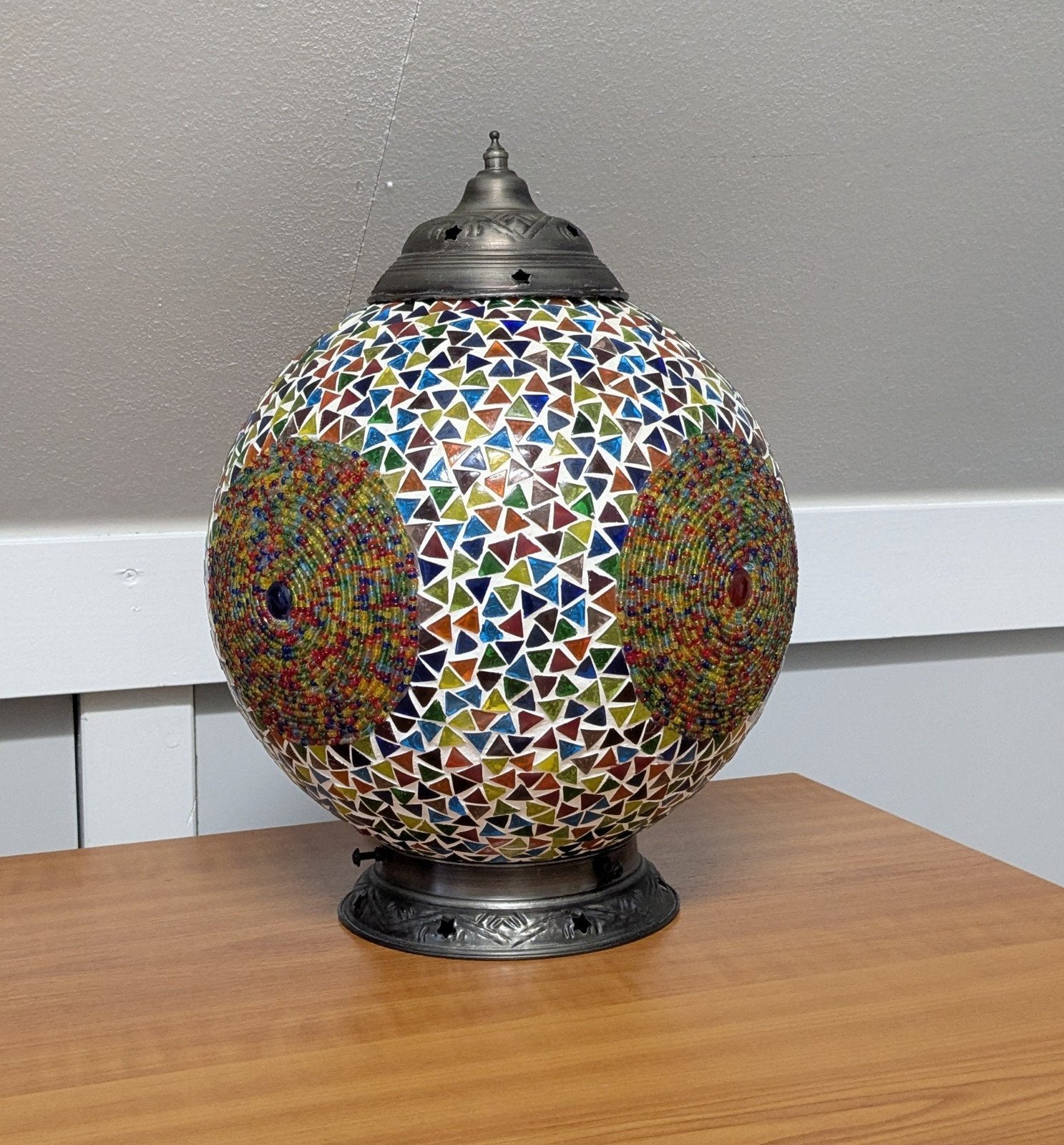 Oosterse tafellamp mozaïek – diameter 25 cm., Ophalen, Zo goed als nieuw