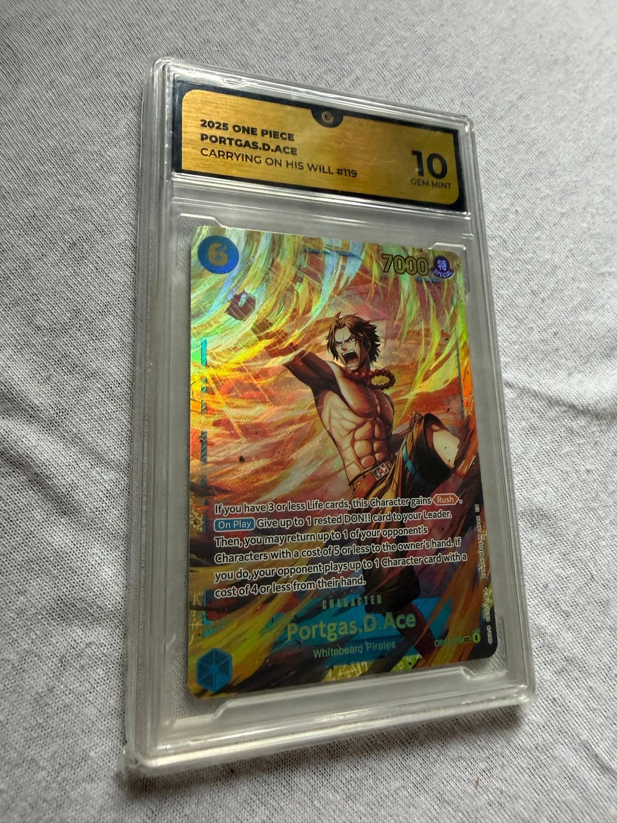One Piece Card Game Portgas D. Ace 2025 Graded 10 GEM MINT, Ophalen of Verzenden, Nieuw, Losse kaart, Foil