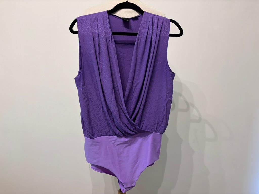 Pinko 'Ines' Body Crêpe de Chine | Jacquard Logo | Mt 38, Pinko, Pinko, Paars, Nieuw