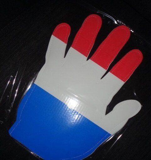 Partij met leuke foam hand in de kleuren rood, wit en blauw, ., Nieuw, Ophalen of Verzenden, .