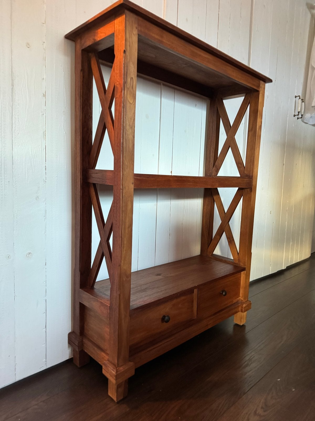 Teakhouten kastje/sidetable/boekenkastje met lades, Huis en Inrichting, Ophalen, Gebruikt