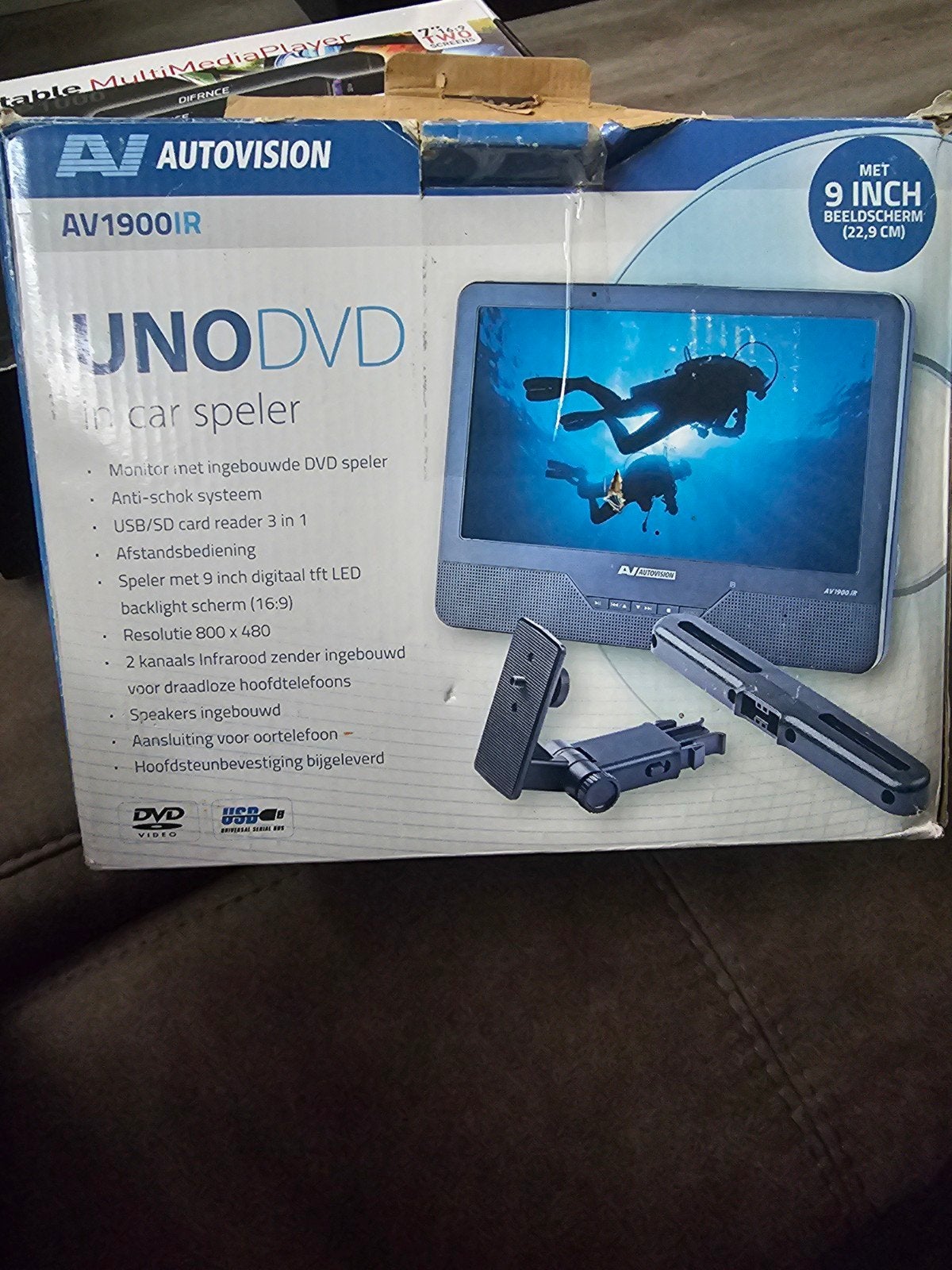 UNO DVD in car speler AV1900IR met 9 inch scherm, Draagbaar, Zo goed als nieuw, Ophalen, Overige merken
