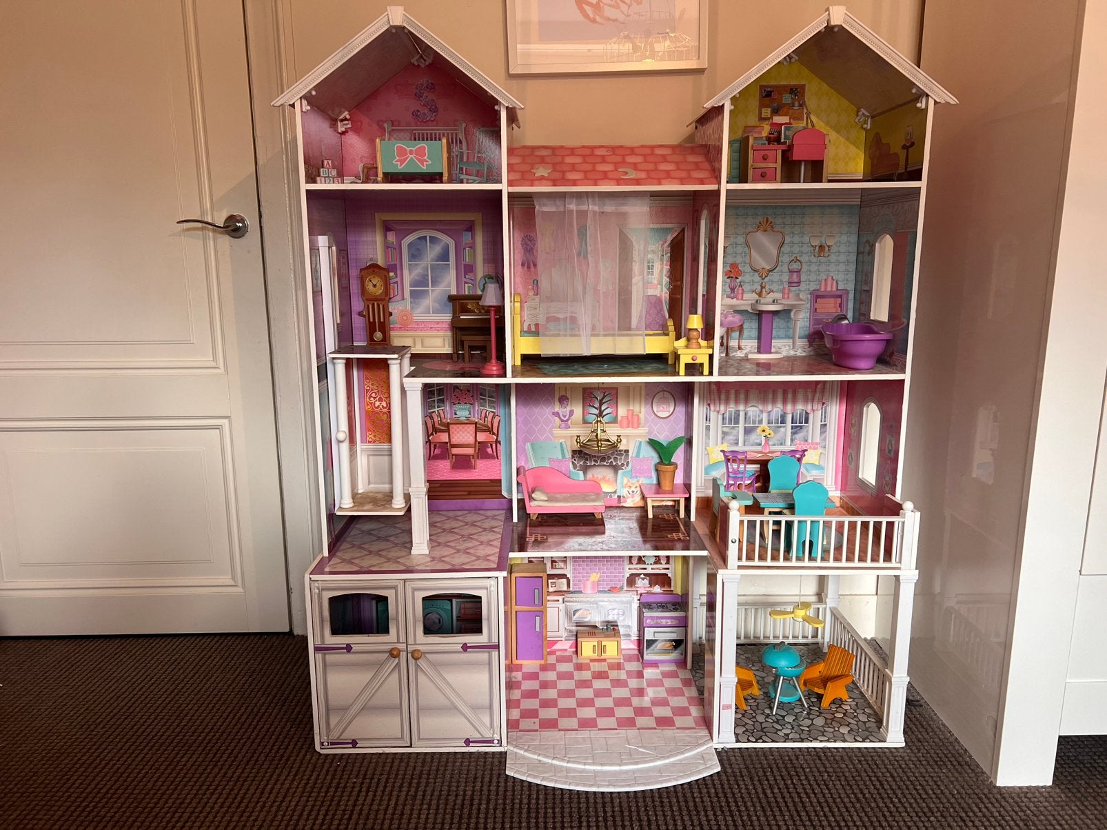 Groot KidKraft houten poppenhuis XXL + accessoires, Ophalen, Gebruikt, Poppenhuis