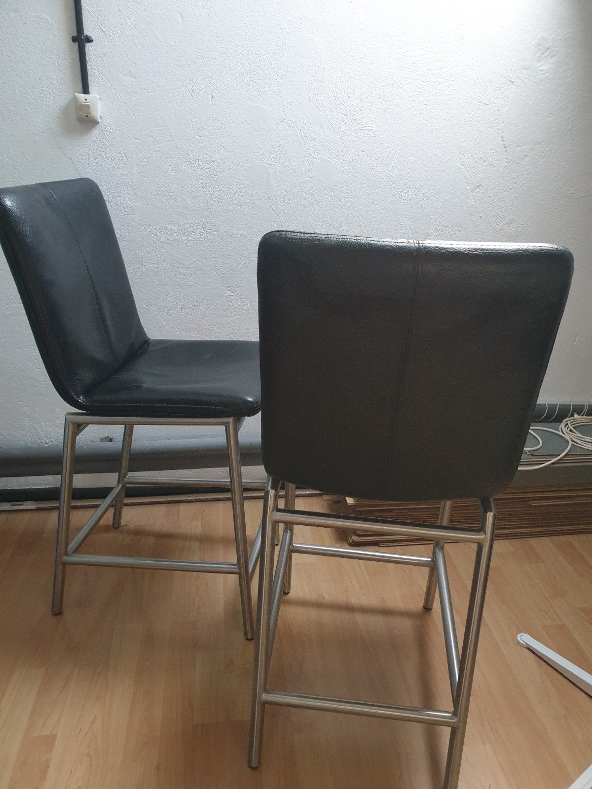 Lederen bar/kookeiland krukken, Ophalen, Met voetsteun, 60 tot 90 cm, Leer