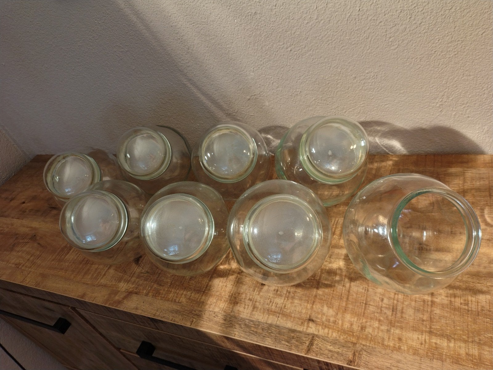 Set van 8 Vintage Glazen Potten/Vazen - Made in Belgium, Ophalen