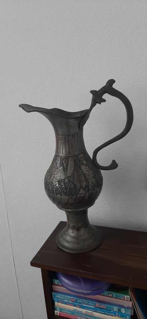 Antieke tinnen kan met gedetailleerde gravures, Antiek en Kunst, Antiek | Tin, Ophalen of Verzenden