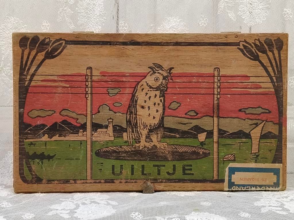 Oud sigarenkistje Uiltje Kampen, Verzamelen, Ophalen of Verzenden, Gebruikt, Tabaksdoos of Verpakking