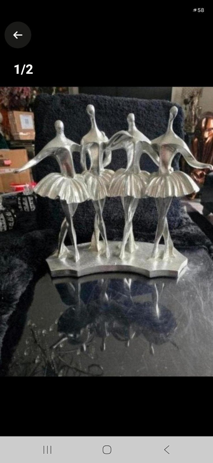Zilverkleurig beeld van vier balletdanseressen, Verzamelen, Beelden en Beeldjes, Ophalen of Verzenden, Nieuw