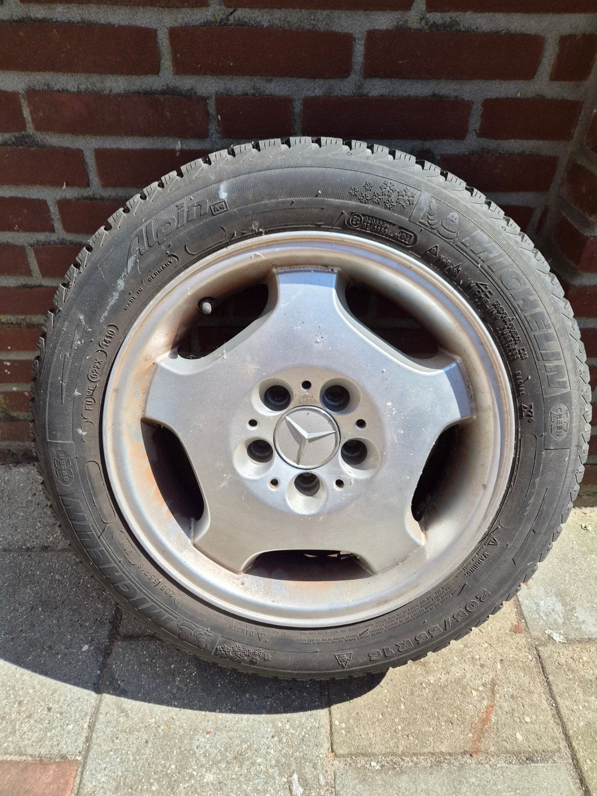 Mercedes-Benz 16 inch velgen met Michelin winterbanden, Auto diversen, Ophalen, Gebruikt