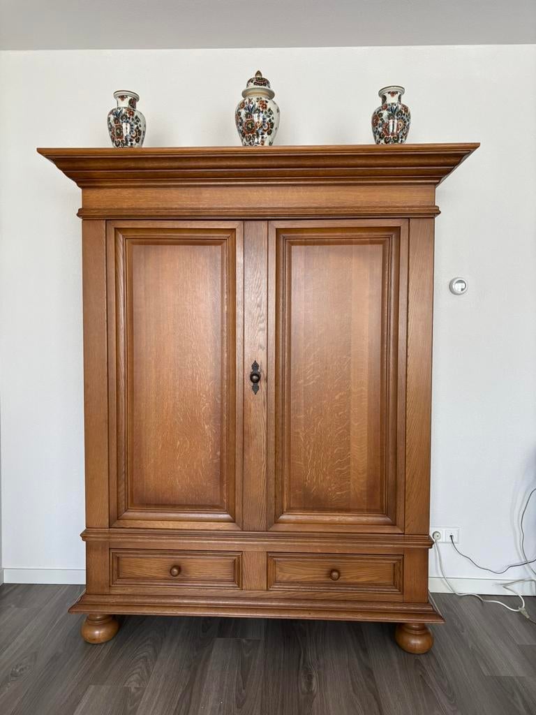Kast massief eikenhout 140x196x40 cm, Heerkens, Antiek en Kunst, Ophalen