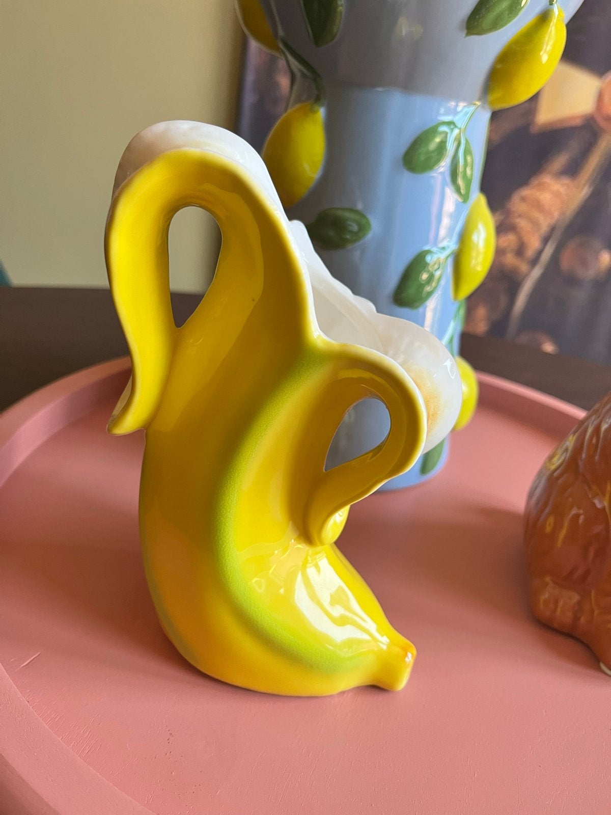 bananen vaasje - 16cm hoog, Huis en Inrichting, Woonaccessoires | Vazen, Ophalen of Verzenden, Nieuw, Geel