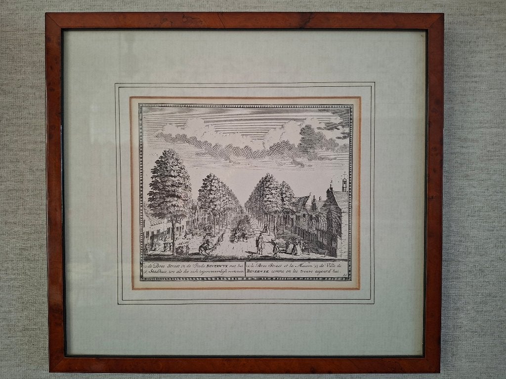 Pentekening Breestraat Beverwijk, Ophalen of Verzenden, Tekening, Pentekening, Achter glas