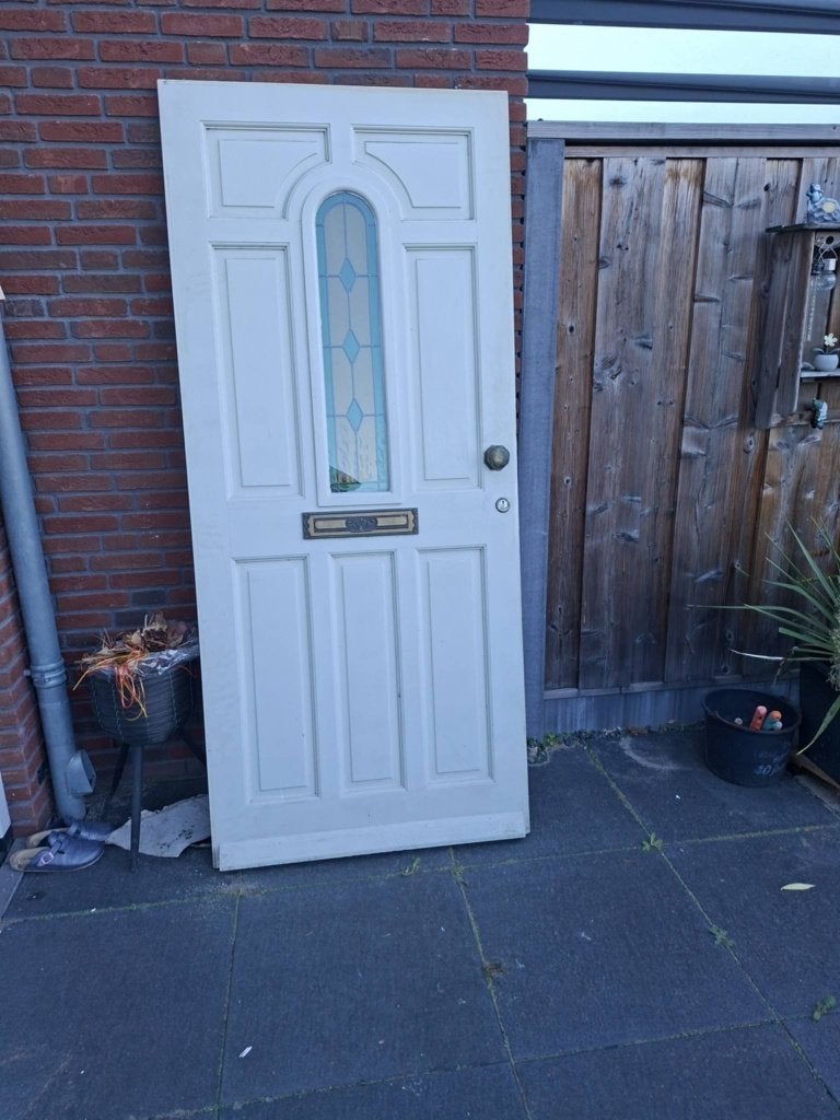 hardhouten voordeur 92,5 x211,0, Doe-het-zelf en Verbouw, Gebruikt, Ophalen of Verzenden, 200 tot 215 cm, Glas