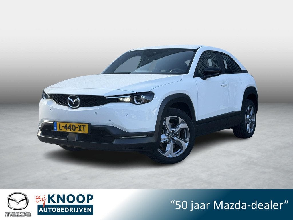 Mazda MX-30 e-SkyActiv 145 Comfort 36 kWh |SOH 96% | Eerste, Auto's, Mazda, 145 pk, Gebruikt, Zwart, Leder en Stof