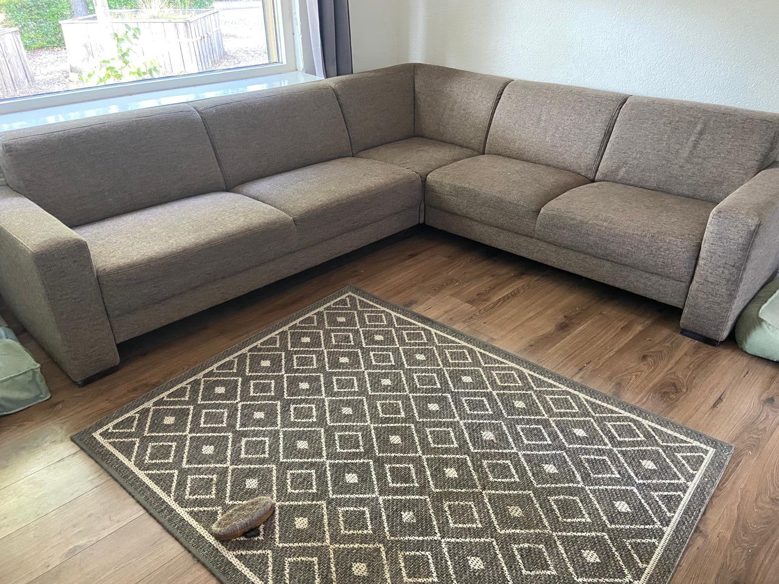 Hoekbank  bruin 260x235, Ophalen, Gebruikt, Stof