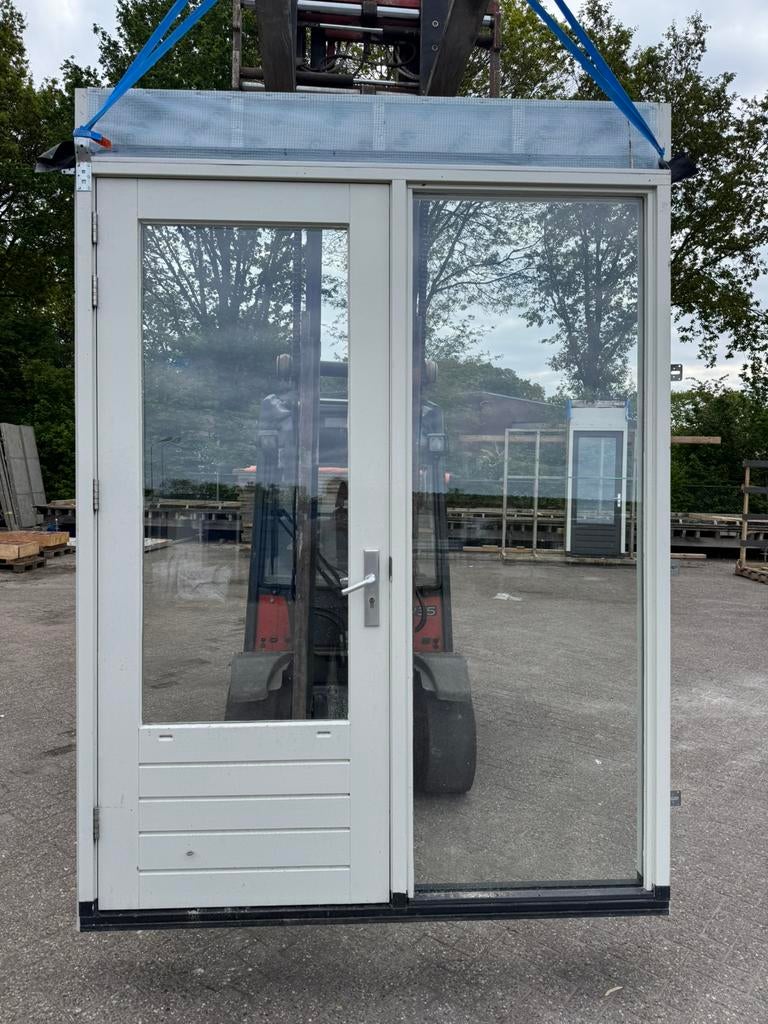 Deurkozijn met zijlicht. Hardhouten dubbelglas. Pui., Deurkozijn, Zo goed als nieuw, Hout, Ophalen