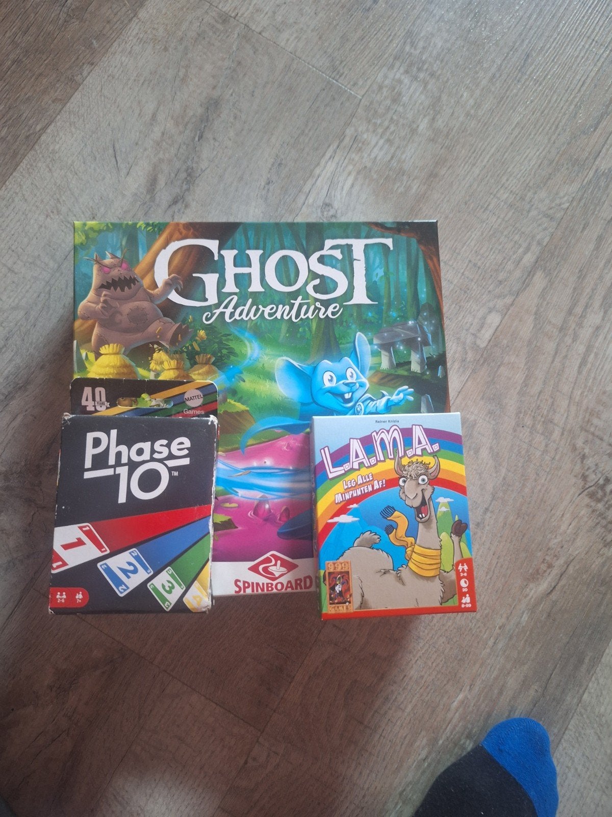 Bordspellenpakket: L.A.M.A., Phase 10 en Ghost Adventure, Vijf spelers of meer, Ophalen of Verzenden, Nieuw, AMIGO Spiel, Mattel, Spinboard
