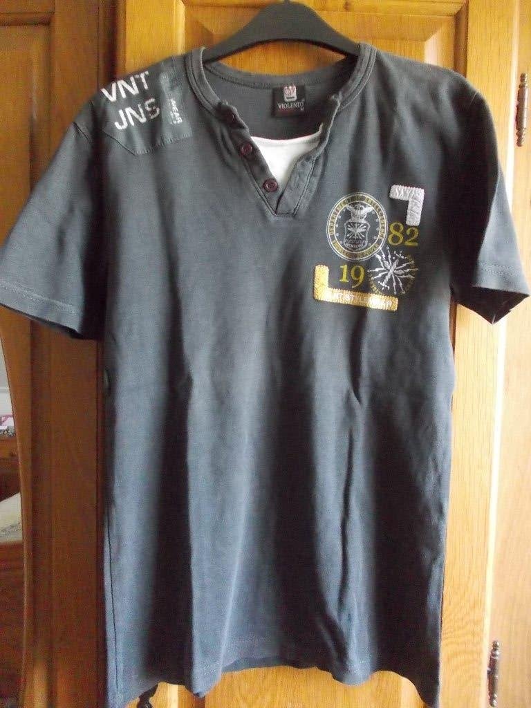 Mooi antraciet herenshirt in maat M van Violento., Ophalen, Maat 48/50 (M), Zo goed als nieuw, Violento