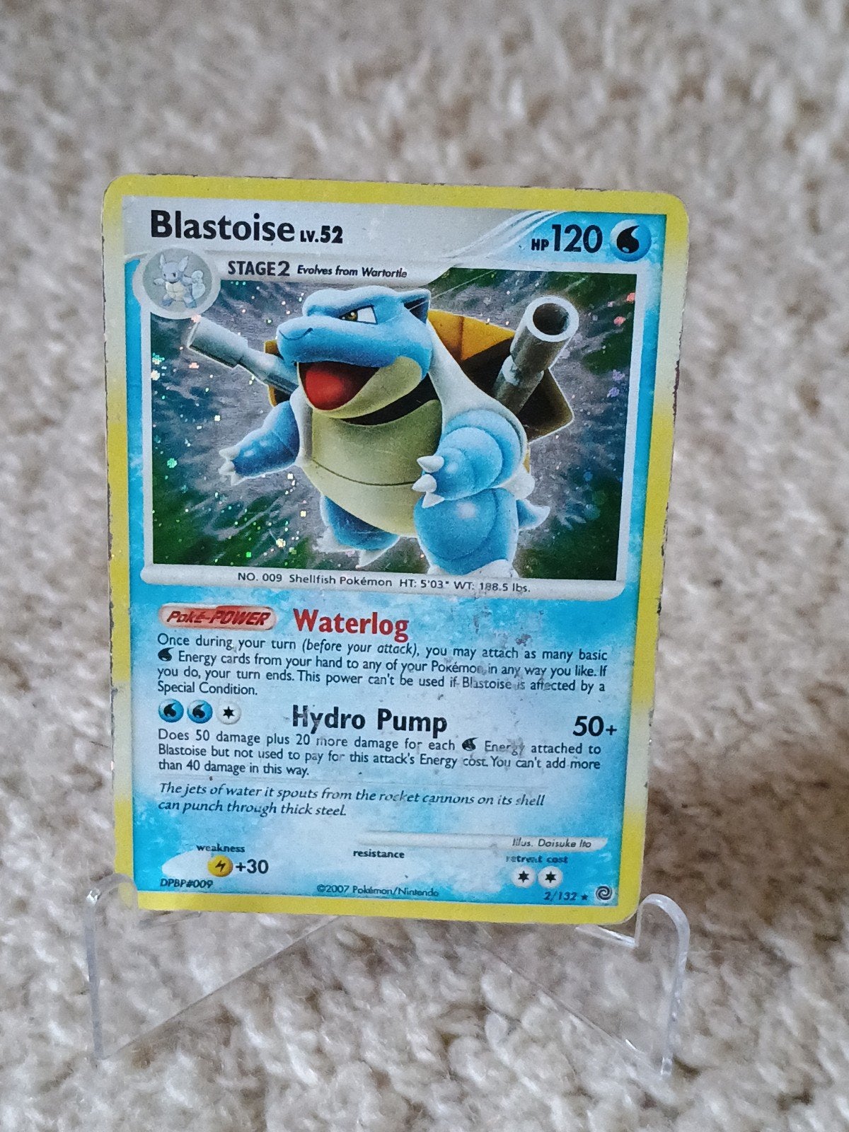 Oude blastoise holo rare 2/132 pokemon kaart, Ophalen of Verzenden, Zo goed als nieuw, Losse kaart, Foil