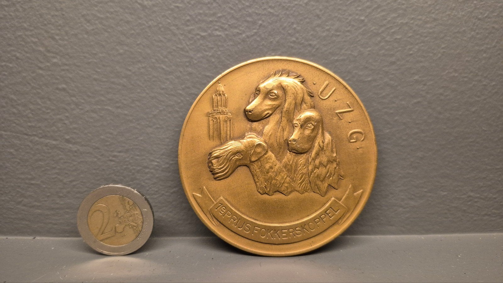 Bronzen Penning UZG Zeppius Fokker Koppel, Ophalen of Verzenden