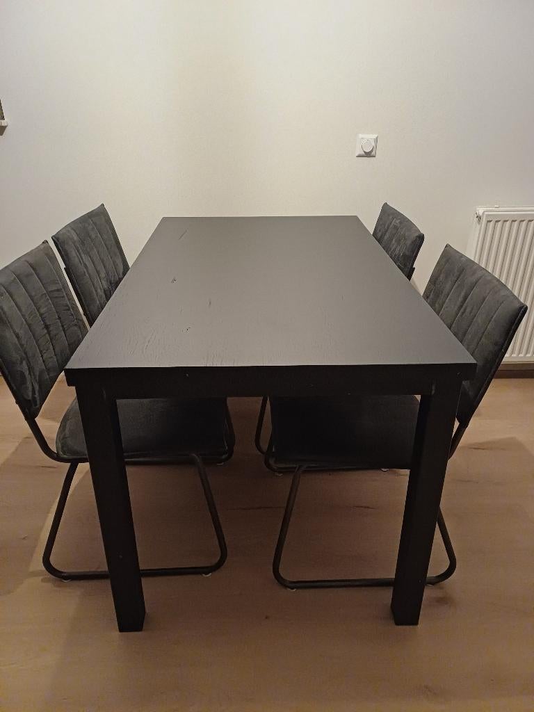 Eettafel & 4 eetkamerstoelen, Huis en Inrichting, Tafels | Eettafels, Gebruikt, 50 tot 100 cm, 100 tot 150 cm, Vier personen, Rechthoekig