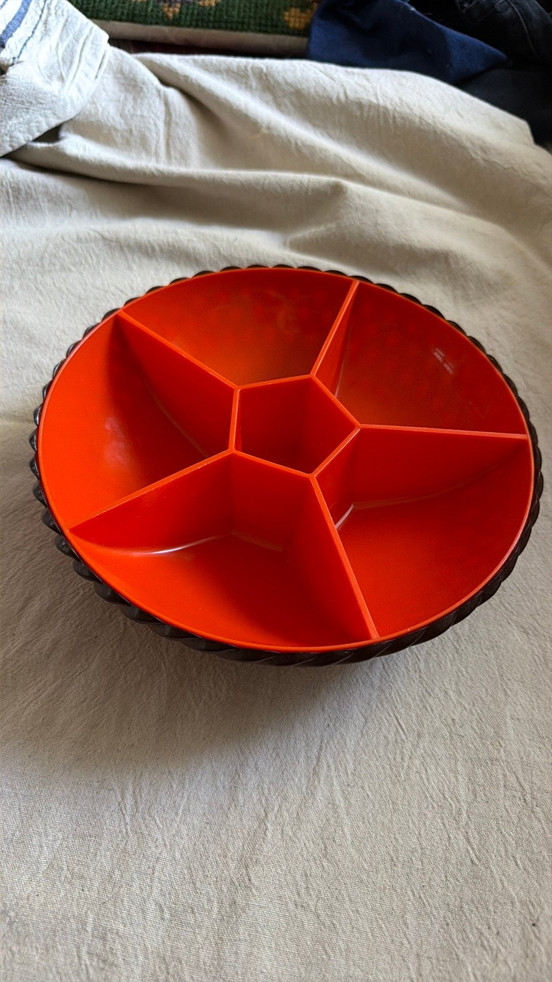 Vintage Emsa snackschaal jaren’70, Kunststof, Gebruikt, Schaal, Rond