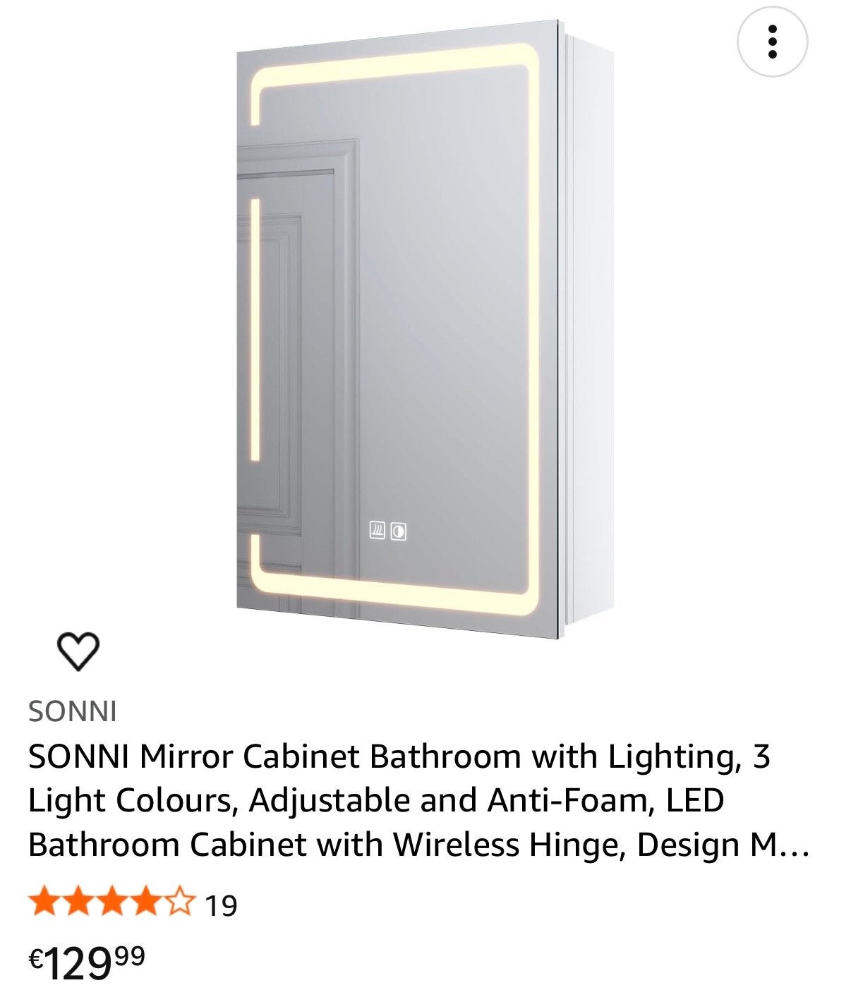 SONNI LED Spiegelkast Badkamer met Verlichting, Ophalen, Minder dan 50 cm, Spiegelkast, Nieuw