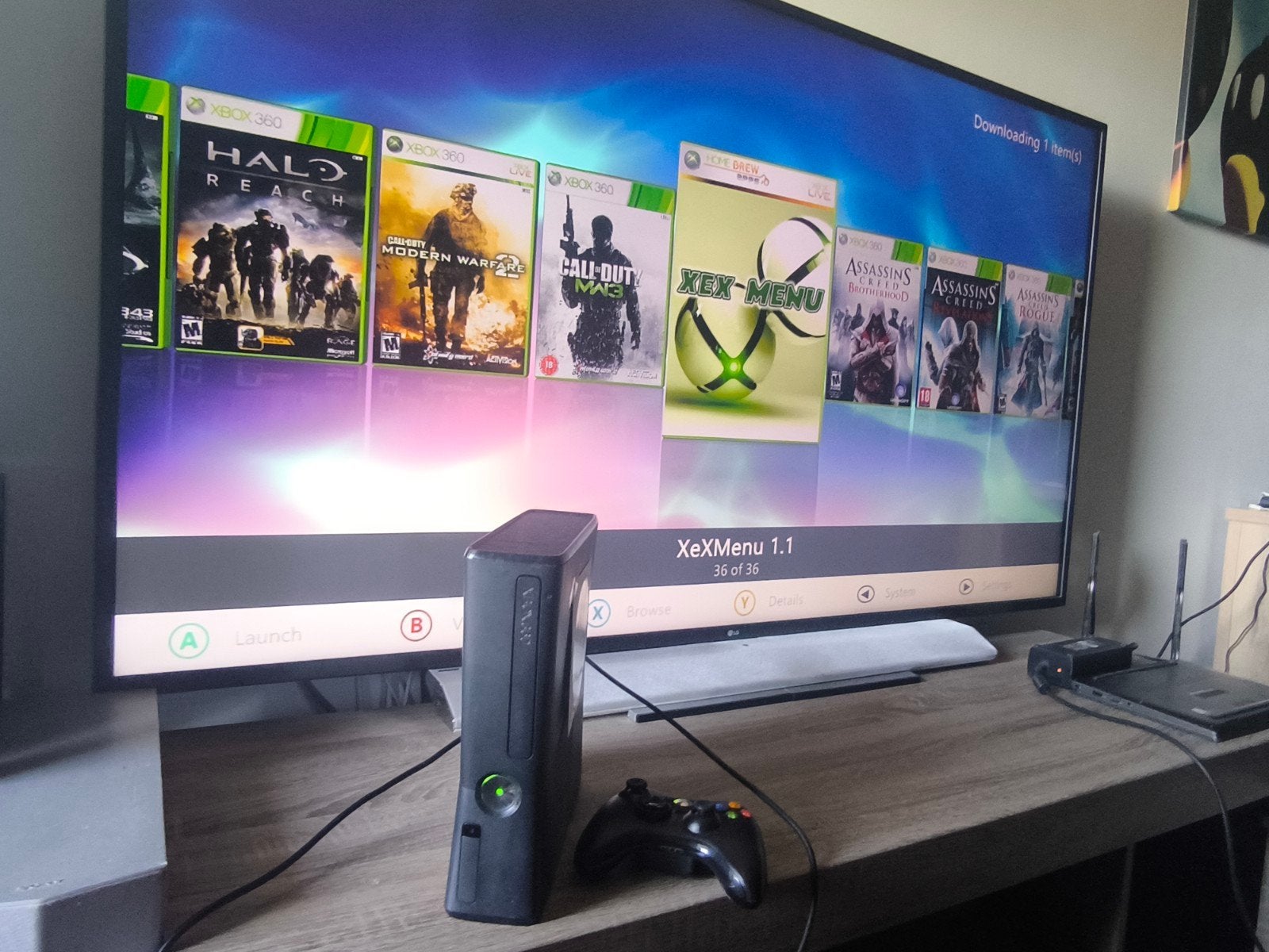 xbox 360 slim RGH met doos, 250gb, 3 controllers en stuur, Ophalen of Verzenden, 250 GB, Met 3 controllers of meer, 360 S