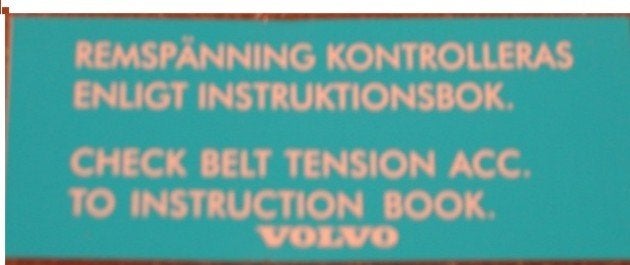 Sticker v-snaar spanning . Volvo 142 144 145 164. B20. B30., Auto diversen, Auto-accessoires, Nieuw, Ophalen of Verzenden